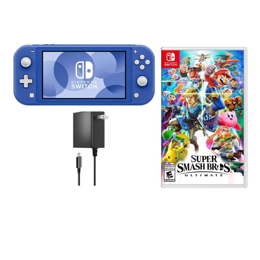 Nintendo Switch Lite Handheld Console Blue Refurbished Bundle with
