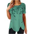 thumbnail image 2 of DPTALR T-shirt Imprimé Ample pour Femmes Boutons Manches Courtes Blouse Col Rond Hauts Décontractés, 2 of 6