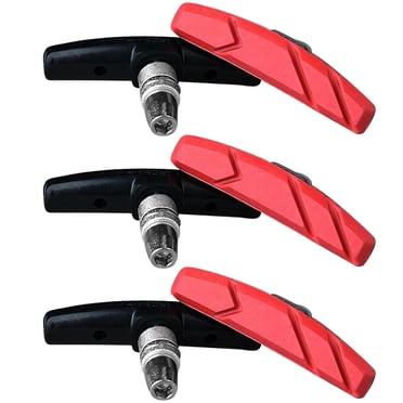 Wweixi 3 Paires de Plaquettes de Frein de Vélo avec Écrou et Entretoise Bloc de Frein Type V Chaussures Accessoire de Cyclisme, Rouge