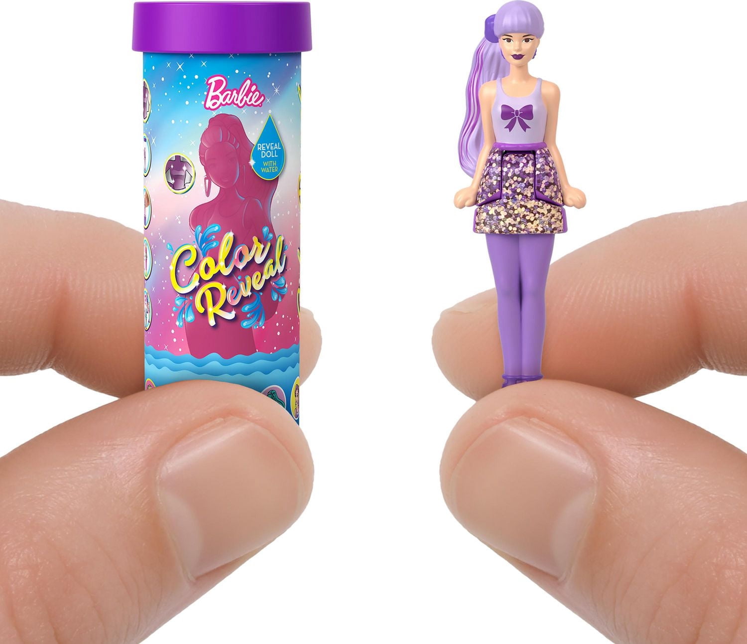 Poupées Color Reveal Mini BarbieLand Barbie, poupée de 3,81 cm (1,5 po) avec déballage surprise, révélation avec de l’eau (les styles peuvent varier)