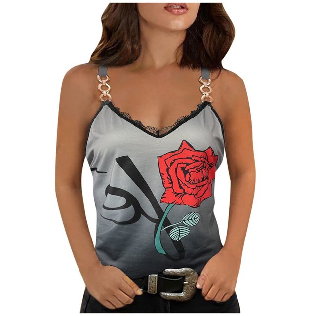 CHUANK Ichuanyi Blouse à Imprimé Sans Manches à Col en V pour Femmes, Décontractée, Ample, à Fermeture Éclair