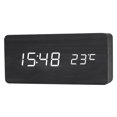 thumbnail image 1 of yuksok Digital Alarm Clock USB/Battery Wooden Setting LED for Office Home Decor Black, 1 of 9