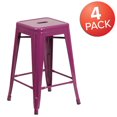 thumbnail image 4 of Commercial Grade 4 Pack 24" High Backless Purple Indoor-Outdoor Counter Height Stool, 4 of 5