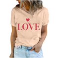 thumbnail image 1 of Diufon Hauts de la Saint-Valentin pour Femmes Décontracté Tendance Manches Courtes Col Rond Chemise Mignonne Imprimée Graphique Chandail Blouse, 1 of 5