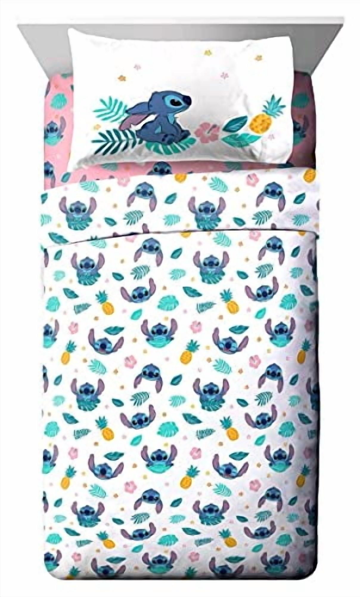 Disney Lilo and Stitch Denim Hawaïen Ensemble de Draps 3-Pièces pour Lit 1 Place Pour Enfants, 100% Polyester