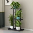 thumbnail image 1 of 3 Tier Iron Stand with Trays, Heavy Duty Multi Layer Flower Display Rack Space Saving, Portable Holder for Indoor Home Living Room Garden Office Decorative, Dark Gray, 1 of 6