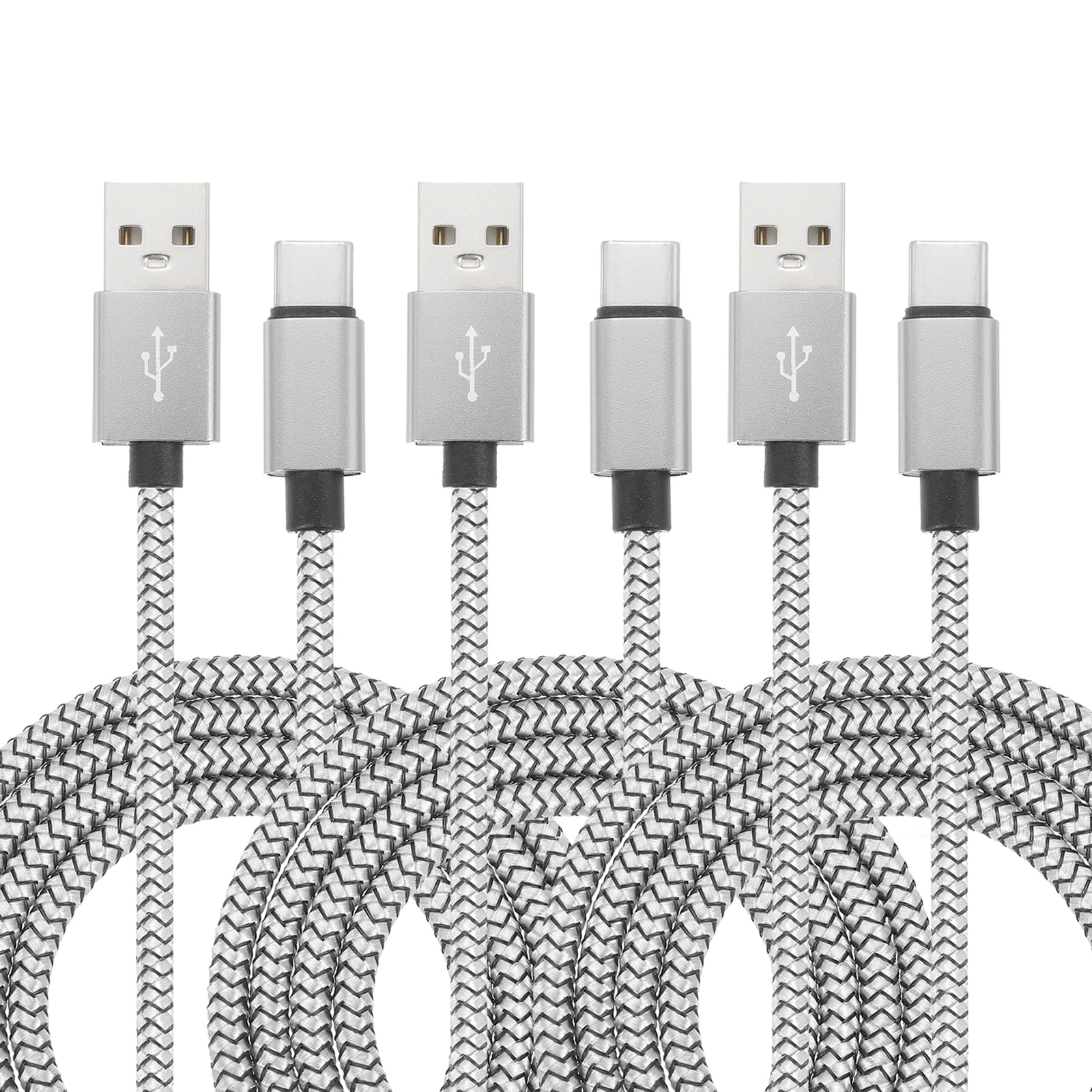 Uxcell USB Type C Charger Cable, Type-C to USB A Braided Charging Cord Data Transfer Cable Silver 3.28 ft  3
