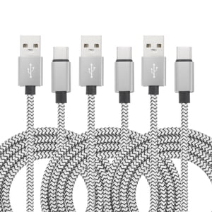 Uxcell USB Câble de chargeur de type C, de typeC à USB Un câble de transfert de données de charge tressé en argent 3.28 ft 3