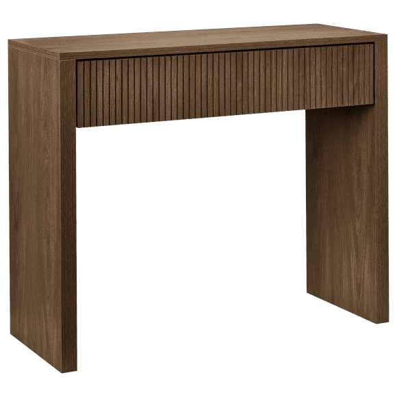 Bouclair Walnut Wood Veneer Entryway Console Table with 1 Fluted Drawer Hallway