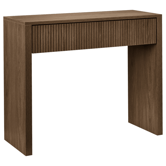 Table console d'entrée en placage de bois de noyer avec 1 tiroir cannelé Bouclair