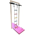 thumbnail image 4 of GymPros Deluxe Kids Indoor Doorway Gym 6 Piece Swing Set Playground + Pull Up Bar, Swing Seat, Climbing Cargo Net, 2X Gymnastics Trapeze Rings, Rope Ladder for Children Home Fitness Strength Training, 4 of 9
