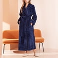 thumbnail image 2 of FAIWAD Women's Flannel Thickened Nightgown Soft Warm Fuzzy Fleece Robe Solid Color Bathrobe Loungewear with Pockets, 2 of 7