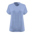 thumbnail image 3 of Moxiu Summer Short Sleeve Women's Plus Size V Neck Tees Casual Loose Fit Solid Color Oversized Basic Tunic Tops Light Blue,XXXXL, 3 of 4