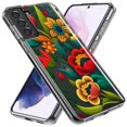 thumbnail image 2 of MUNDAZE Samsung Galaxy S23 Plus Étui de Téléphone Hybride Transparent Antichoc Protecteur Coloré Rouge Orange Style Folklorique Floral Fleurs de Printemps Étui, 2 of 6