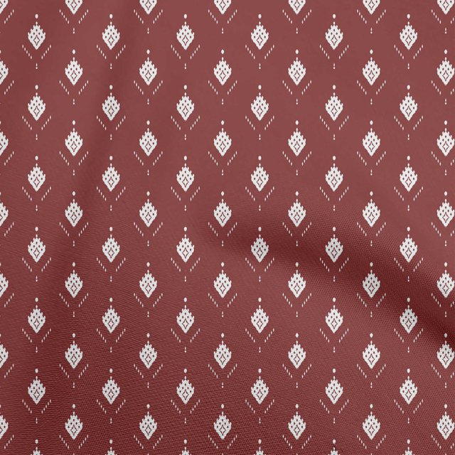 oneOone Velvet Maroon Fabric Asian Ikat Craft Projects Decor Fabric Printed by The Yard 58 Inch Wide