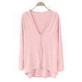 thumbnail image 1 of Breezora Ladies V Neck Modal Asymmetrical Long Sleeve Open Front Cardigan Sweater Pink, 1 of 8
