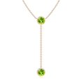 thumbnail image 1 of Angara Collier en Péridot Naturel - Collier Style Lariat en Péridot Rond Serti Clos 2,8 ct en Or Rose 14K pour Femmes, 1 of 8