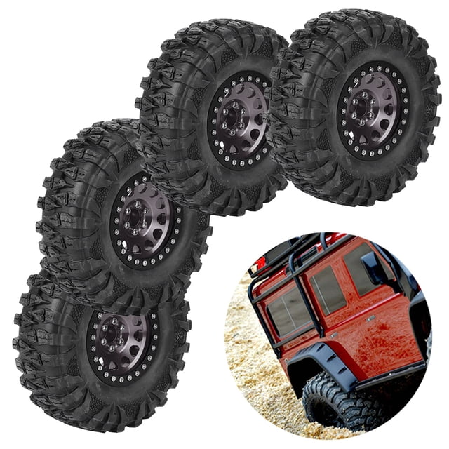Pneu de Voiture RC, Améliore la Stabilité Roue RC pour 1/10 RC Crawler Rouge, Orange, Argent, Couleur Titane