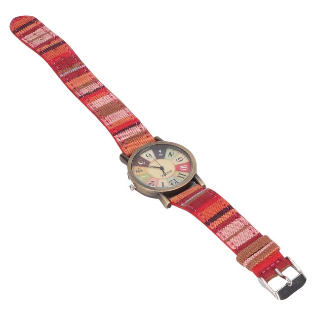 Bohemian Style Multi Colour Hippie Watch Brass PU Leather Button Battery Birthday Party Gifting