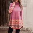 thumbnail image 5 of EIMELI Hauts pour Femmes Col Roulé Boutonné T-Shirts Décontractés pour Femmes Manches Longues Col Roulé Mode Imprimé T-Shirt Chandail Boutonné Cyan L, 5 of 5