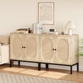 thumbnail image 1 of Alician Buffet, Armoire de Rangement en Rotin avec Portes et Tablettes, Buffet d'Appoint, Meuble Console en Bois avec Rangement, Armoire d'Entrée, 1 of 9