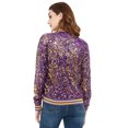thumbnail image 2 of Fashion Womens Sequin Long Sleeve Front Zip Jacket with Ribbed Cuffs, 2 of 5