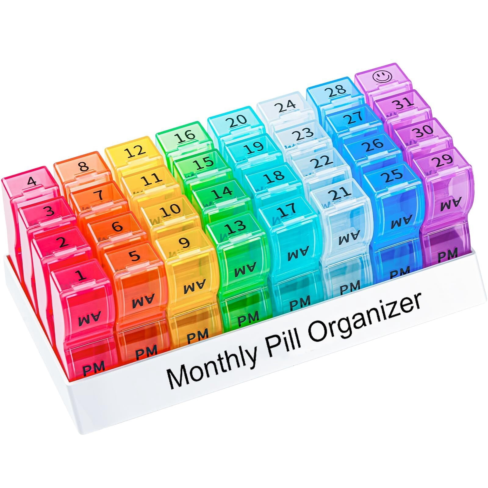 WANGQI Monthly Pill Organizer 2 Times a Day, one Month Pill Box AM PM, 30 Day Pill Case Small Compartments to Hold Vitamin and Travel Medicine Organizer, 31 Day Pill Organizer, 4 Week Pill Cases