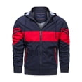 thumbnail image 2 of Qertyioot Men's Contrasting Color Hooded Zipper Casual Warm Windproof Pocket Motorcycle Jacket, 2 of 6