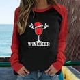 thumbnail image 2 of T-shirt de Noël pour Femmes T-Shirt de Printemps Patchwork de Noël Imprimé Manches Longues Col Rond T-Shirt Décontracté, 2 of 5