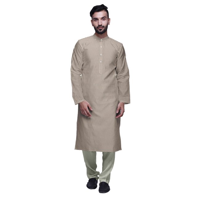 Atasi Kurta Décontracté Imprimé à Col Chinois avec Churidar Kurta Chemise pour Homme