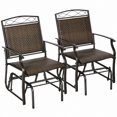 thumbnail image 1 of Outsunny Outdoor Glider Chairs, Porch Rocker, PE Rattan Patio Chair, Brown, 1 of 10