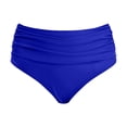 thumbnail image 4 of FYEGRE Women's High Waisted Bikini Bottom Tummy Control Ruched Bathing Suit Swim Bottom Blue S, 4 of 5