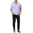 thumbnail image 2 of INSPIRE CHIC Men's Short Sleeve Hoodies Solid Color Zip Up Jackets with Hood 2XL Light Purple, 2 of 7