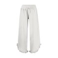 thumbnail image 3 of Plebaso Womens Wide Leg Pants Ruffle Hem Flowy Palazzo Pants Drawstring Casual Plain Vacation Beach Pants, 3 of 4