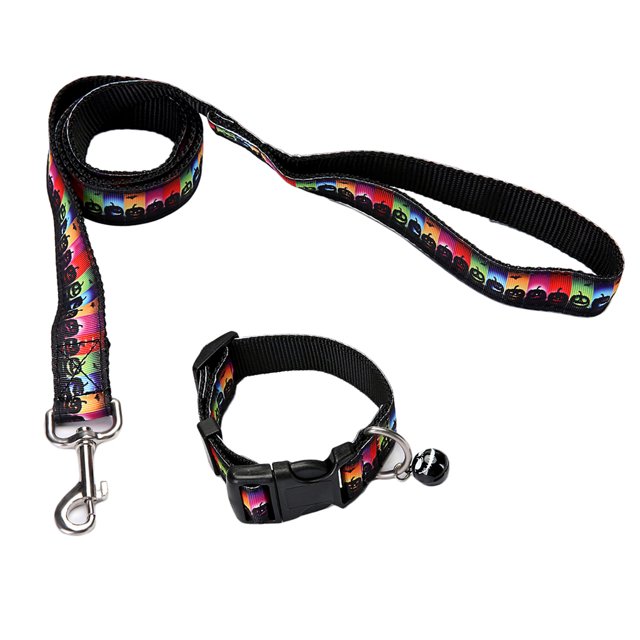Esquirla Pet Dog Collar Leash Outdoor Rope For Pet Halloween Costume Colorful Pumpkin