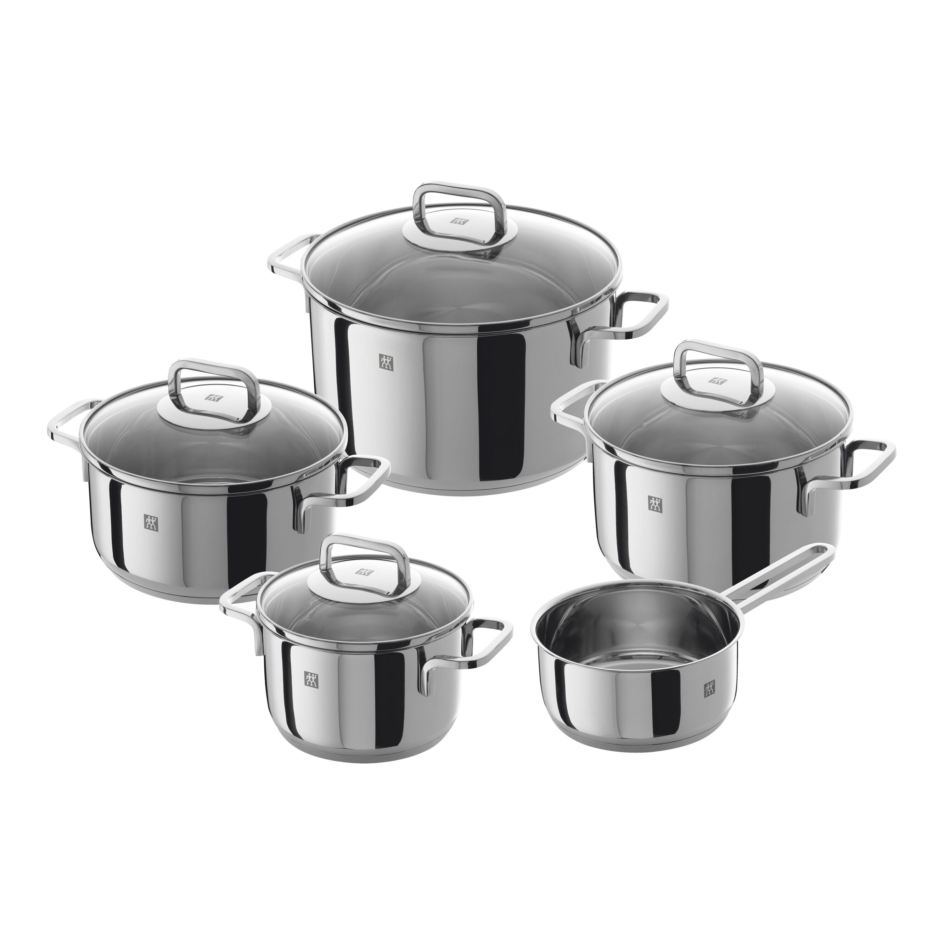 ZWILLING Ensemble de Casseroles Quadro de 9 Pièces, Acier Inoxydable 18/10