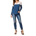 thumbnail image 2 of Unique Bargains T-Shirt Décontracté à Manches Longues et Col en V Fendu pour Femmes, 2 of 6