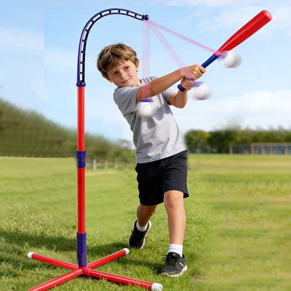 WUSUOWEI 1 Ensemble Ensemble de Baseball, Support pour Jouet, T-Shirt Suspendu, 2 Softballs, Hauteur Ajustable, Jouet de Frappe de Baseball, Ensemble de T-Shirts de Frappe, Ensemble de T-Shirts de Frappe de Baseball pour Cadeaux de Sport Intérieur Extérieur, Cadeau d'Anniversaire, Fête