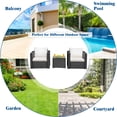 thumbnail image 4 of Patiojoy 3PCS Patio Rattan Furniture Conversation Set with 2 Cushioned Sofas & Coffee Table for Outdoor White, 4 of 10
