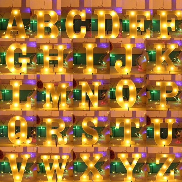 Romantic Panneau de Marquise LED Alphabets 3D 26 Chiffres 0-9, Veilleuse Murale