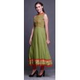 thumbnail image 3 of Bimba Robe Anarkali Aquarelle Vert Olive Col Mandarin Sans Manches Kurtis pour Femmes Imprimé Robe Maxi Petit, 3 of 6