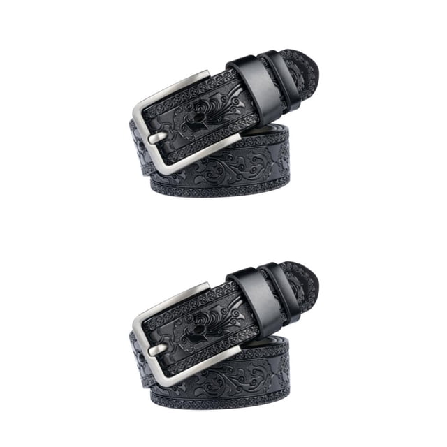 relayinert Classy And Durable PU Belt For Men Wear-resistant And Fine Workmanship Coffee Black 125cm 2Set