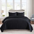 thumbnail image 3 of JML 3 Pieces Queen Quilt Set, Soft Lightweight Microfiber Bedspread,1 Quilt 2 Shams, Black, 3 of 6