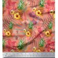 thumbnail image 1 of Soimoi Orange Cotton Duck Fabric Lily & Pine Fruits Decor Fabric Printed Yard 42 Inch Wide, 1 of 3