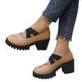 thumbnail image 4 of Cameland Chaussures à Talons Hauts à Bout Rond à Lacets pour Femmes en Cuir, Chaussures Simples, 4 of 9