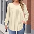 thumbnail image 2 of Yuyuzo Chemises à Manches Longues pour Femmes Col Rond Décontracté Tunique Couleur Unie Hauts Amples Confortables, 2 of 7
