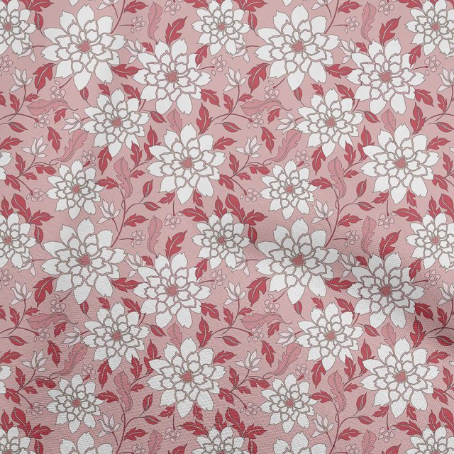 oneOone Tissu Jersey Coton Rose Clair Floral Rétro Matériel de Robe Tissu Imprimé Tissu au Mètre 58 Pouces de Large