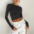 thumbnail image 2 of Birdeem Leggings Unis pour Femmes T-Shirt à Trou Rond Spice Girl Ajusté Montre Manches Longues Hauts T-Shirt, 2 of 7