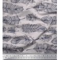 thumbnail image 1 of Soimoi Gray Poly Georgette Fabric Tribal Feather Decor Fabric Printed Yard 42 Inch Wide, 1 of 3
