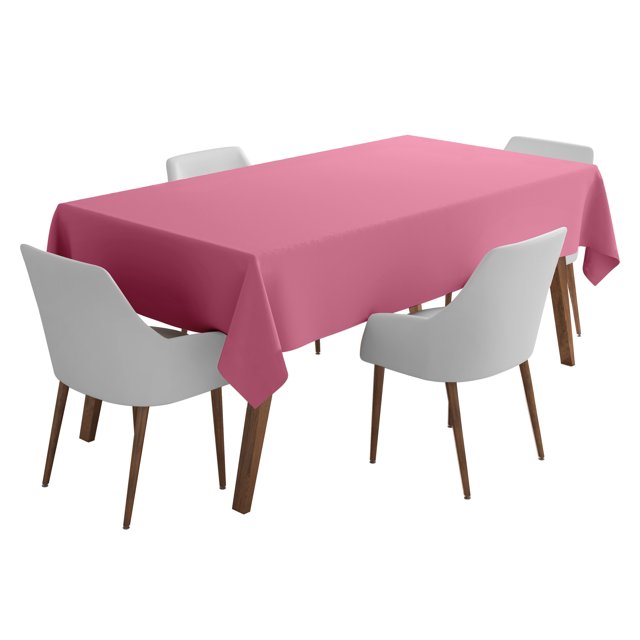 Vargottam Indoor/Outdoor Tablecloth 58 x 120" Inch Rectangular Tablecloth Waterproof Patio Table Cloths, Spring/Summer Table Covers for Backyard Circular Table/BBQs/Picnic - Rose Pink